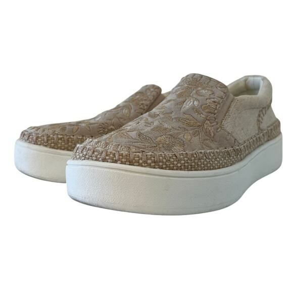 Johnny Was Floral Cecilia Sand Suede Slip On Sneaker Women Size 7.5 M Fairy Boho - Picture 2 of 12